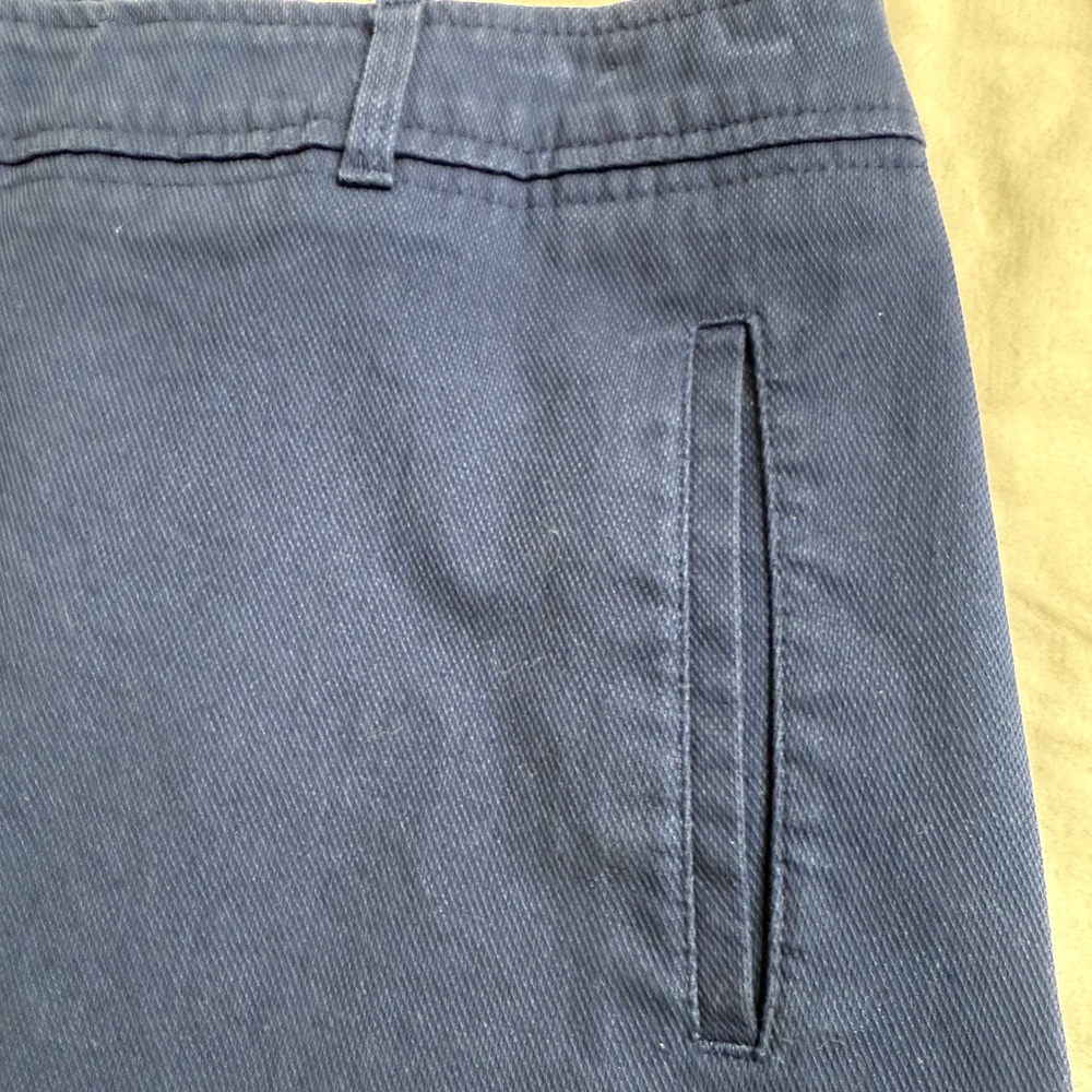 Talbots 14WP Navy Stretch Cotton Denim Skirt | Classic Fit Straight Knee Length - Picture 6 of 13